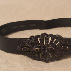 Fossil black genuine leather stretchy belt